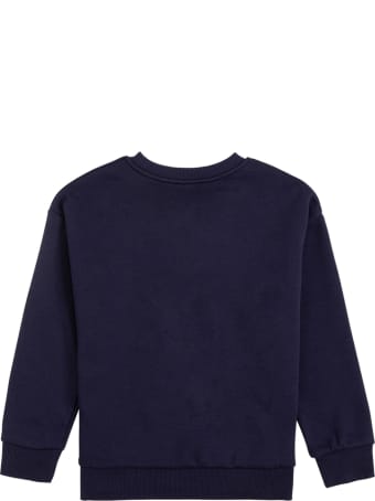Kenzo Kids Blue Cotton Sweatshirt With Logo Print