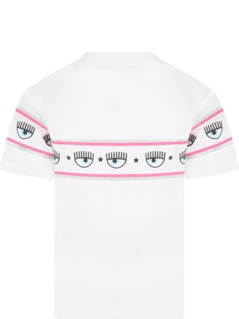 Chiara Ferragni White T-shirt For Girl With Eyestar