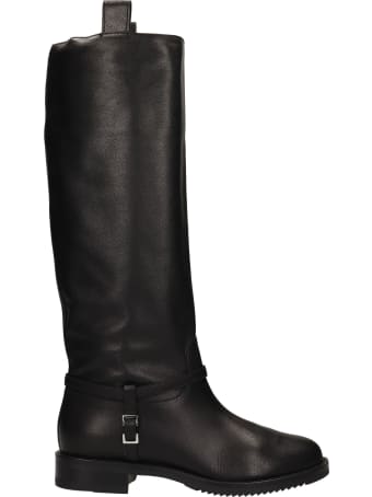 Sergio Rossi Low Heels Boots In Black Leather