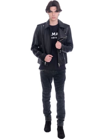 Balmain Biker Jacket In Black Leather