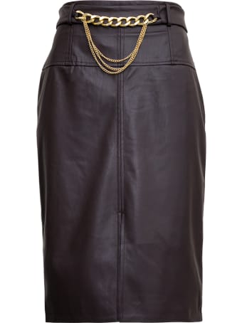 Liu-Jo Longuette Leatheret Skirt With Chain Belt Detail