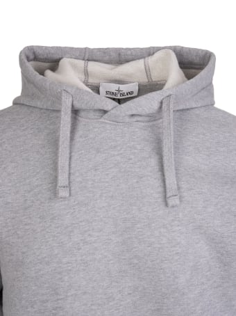 Stone Island Man Grey Hoodie With Logo Patch