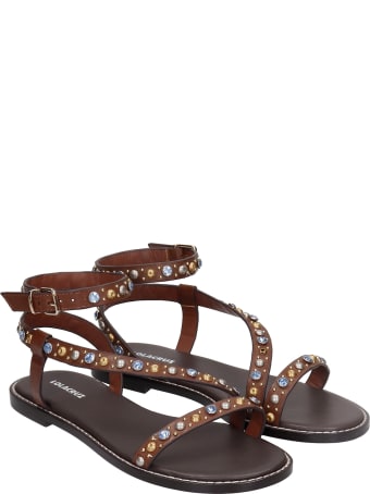 Lola Cruz Flats In Brown Leather