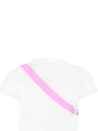 Fendi White T-shirt For Girl With Purple Bag