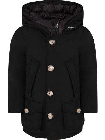 Woolrich Black Jacket For Boy With Logo
