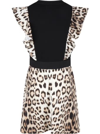 Roberto Cavalli Multicolor Dress For Girl With Logo