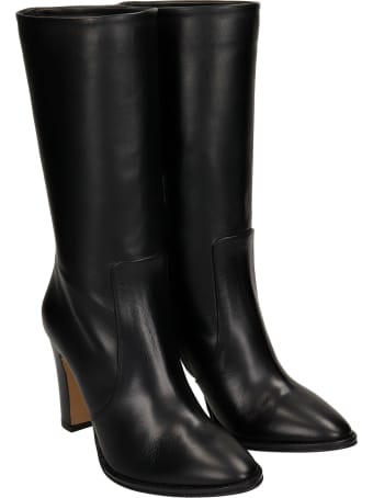 Julie Dee High Heels Ankle Boots In Black Leather