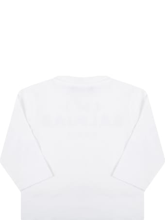 Balmain White T-shirt For Baby Girl With Logo