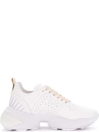 Hogan Interaction Sneakers In White Perforated Leather