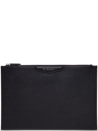 Givenchy Clutch In Black Hammered Leather