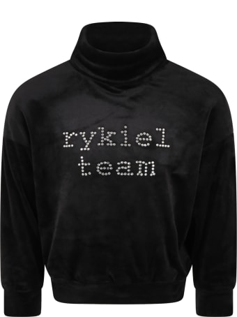 Rykiel Enfant Black Turtleneck For Girl With Logo