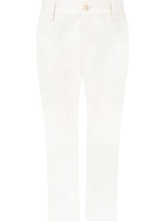 Emporio Armani White Trouser For Boy With Iconic Eagle