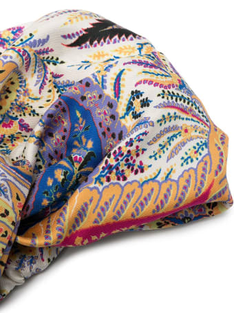Etro White Silk Headband With Paisley Print