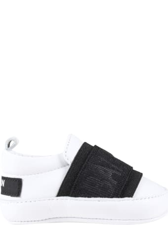 Balmain White Sneakers For Babykids With Logo