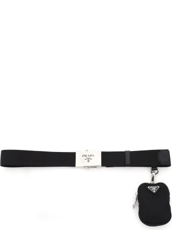 Prada Nylon Webbing Belt With Pouch