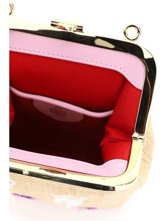 Mark Cross Susanna Embroidered Raffia Mini Bag