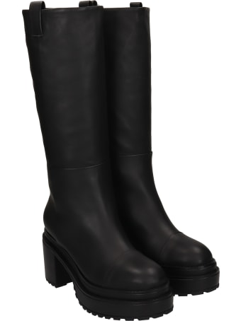 Cult Gaia Hana High Heels Boots In Black Leather