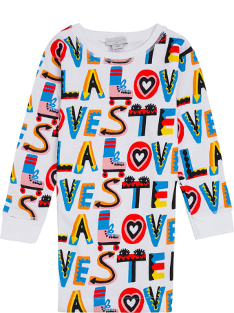 Stella McCartney Kids Cotton Dress With Multicolor Loves Print