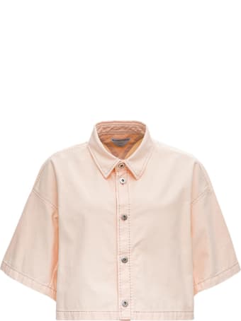 Bottega Veneta Crop Shirt In Pink Denim