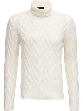 Tagliatore Woven White Wool Sweater