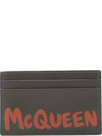 Alexander McQueen Leather Card Holder With Contrasting Logo Print