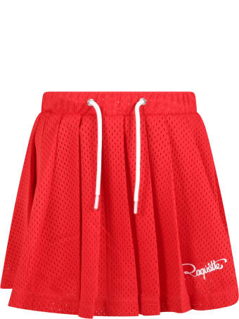 Raquette Red Shorts For Girl With White Logo