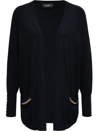 Liu-Jo Blackviscose Blend Cardigan With Chain Detail