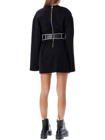 AREA Crystal-embellished Corseted T-shirt Dress