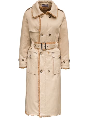 urbancode Beige Reversible Cotton And Ecological Shearling Trench