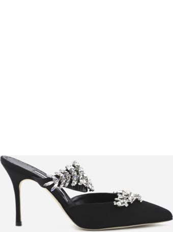 Manolo Blahnik Lurum Décolleté In Silk Embellished With Crystals