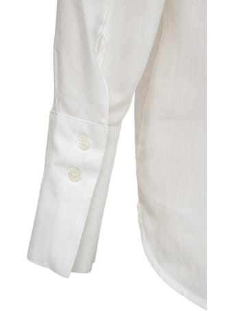Tela White Silk Blend Blouse With Back Buttons