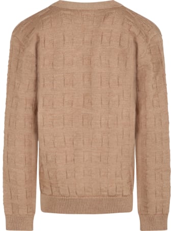 Gucci Brown Cardigan For Kids With G All Over
