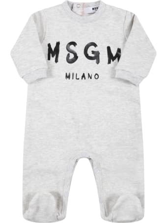 MSGM Gray Set Fo Babykids With Black Logo