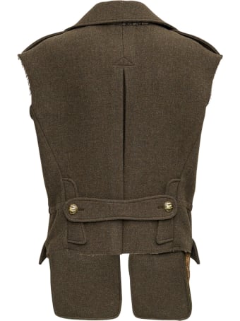 Etro Double-breasted Green Wool Vest