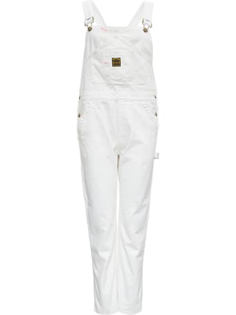 Washington Dee-Cee Medium Wash White Denim Dungarees