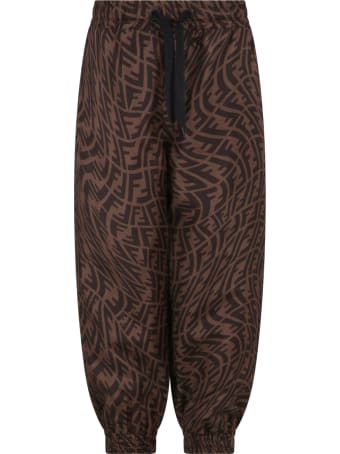 Fendi Brown Trousers For Kids With Logo Vertigo