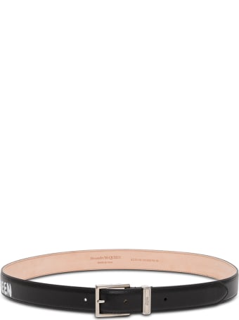 Alexander McQueen Black Leather Belt With Logoed Buckle