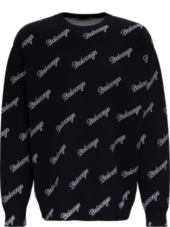 Balenciaga Wool Sweater With Allover Logo