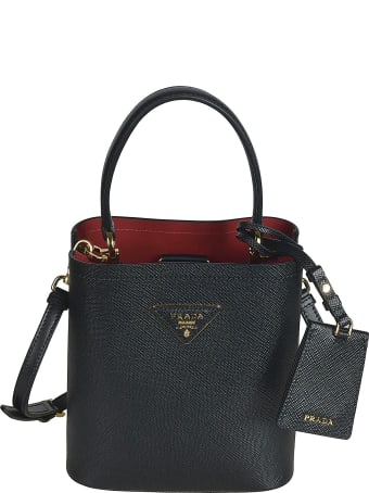 Prada Grained Leather Logo Plaque Tote