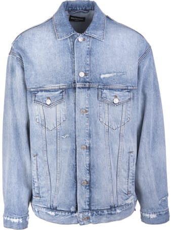 Balenciaga Unisex Light Blue Large Fit Barcode Jacket