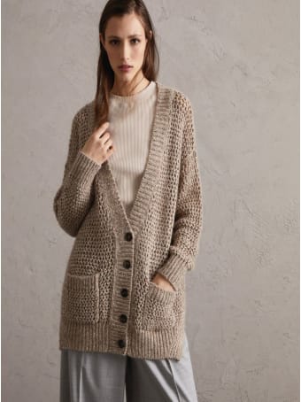 Brunello Cucinelli Beige Cardigan In Wool Blend