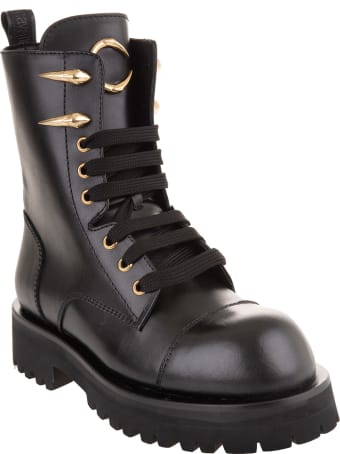 Roberto Cavalli Woman Black Ankle Boot With Tiger Teeth