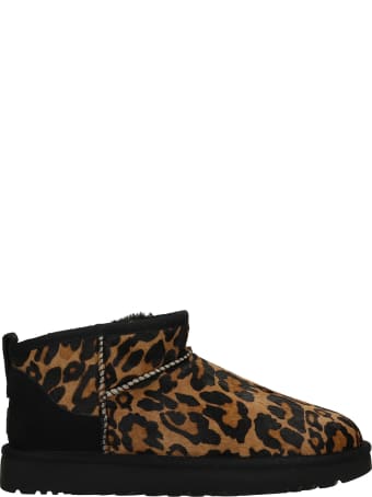 UGG Classic Ultra Low Heels Ankle Boots In Animalier Pony Skin
