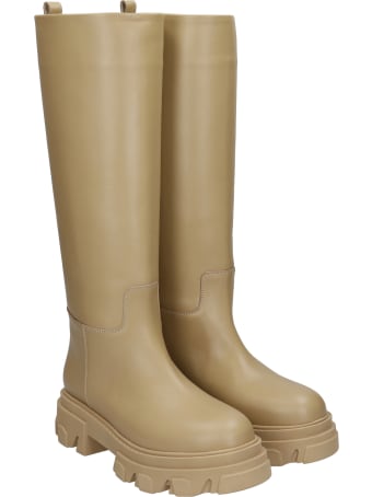 Gia X Pernille Teisbaek Perni 07 Low Heels Boots In Beige Leather