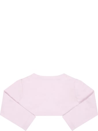 Monnalisa Pink Cardigan For Baby Girl With Logo