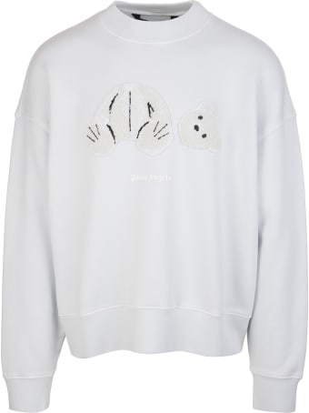 Palm Angels Man Illusion Blue Bear Round Neck Sweatshirt
