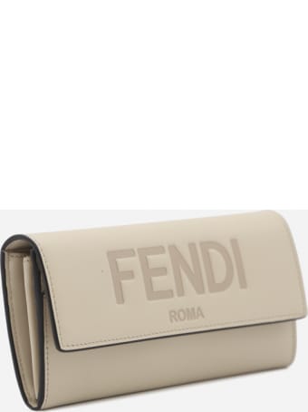 Fendi Continental Wallet In Leather With Embossed Logo