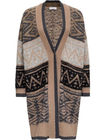 Brunello Cucinelli Ikat Cardigan In Cashmere And Mohair