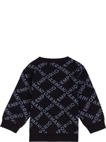 Emporio Armani Wool Blend Sweater With Allover Logo