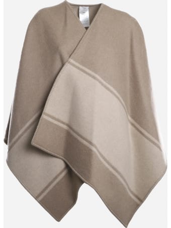 Fendi Wool And Cashmere Poncho With Logo Print